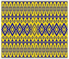 Stickerei indisch aztekisch ethnisch Muster im Blau auf Gelb Vektor Illustration Design zum Stoff, Matte, Teppich, Schal, Verpackung Papier, Fliese und Mehr