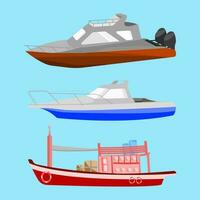 Boote, Geschwindigkeit Boot, Angeln Boot im eben Vektor Illustration Design