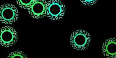 dunkelgrüner Vektorhintergrund mit Virussymbolen vektor