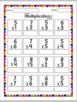 Multiplikation Arbeitsblatt Mathematik Aktivität vektor