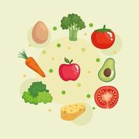uppsättning färska och hälsosamma grönsaker vektor