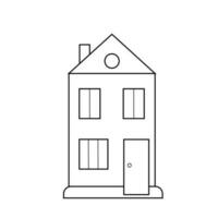 einfach Gliederung schwarz und Weiß Haus Symbol Vektor Illustration, Wohn Gebäude Symbol, Süss gemütlich Zuhause Konzept