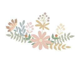 Blumen- Anordnung von einfach pastellfarben Blumen im eben Stil Vektor Illustration, Symbol von Frühling, gemütlich heim, Ostern Ferien Feier Dekor, Clip Art zum Karten, Bohemien Frühling Dekoration