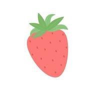 jordgubb frukt enkel klotter tecknad serie vektor illustration, hand dragen design element för säsong- sommar dekor, kort, inbjudan, affisch, färsk friska mat diet begrepp