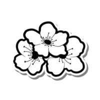 klotter svart linje körsbär blomma, sakura blomma på vit bakgrund. vektor illustration för dekorera logotyp, bröllop, hälsning kort och några design.