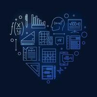 algebra inlärning hjärta vektor översikt blå kreativ baner - jag kärlek vetenskap begrepp illustration
