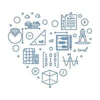 matematik utbildning vektor översikt hjärta formad baner - matematik begrepp linje illustration