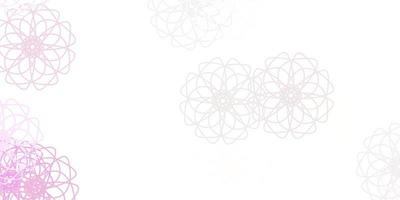 ljusrosa vektor doodle bakgrund med blommor