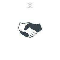 handslag ikon. en vänlig och inklusive vektor illustration av en handslag, representerar avtal, partnerskap, och förtroende.