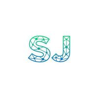 abstrakt brev sj logotyp design med linje punkt förbindelse för teknologi och digital företag företag. vektor