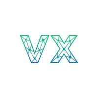 abstrakt brev vx logotyp design med linje punkt förbindelse för teknologi och digital företag företag. vektor