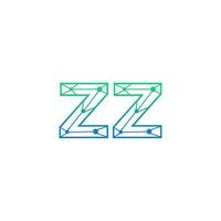 abstrakt brev zz logotyp design med linje punkt förbindelse för teknologi och digital företag företag. vektor