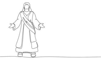 kontinuierlich Linie Zeichnung von Jesus, schwarz und Weiß Vektor minimalistisch Illustration von Religion Konzept