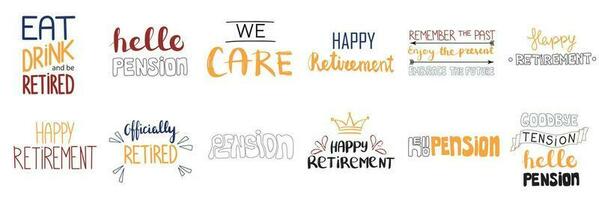 einstellen von Sätze zum Großeltern. Sammlung von Sätze zum Senior Personen. Über Ruhestand, die Pension, Pflege. vektor