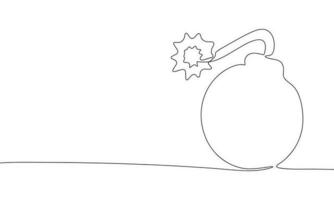 kontinuerlig linje teckning av bomba. vektor illustration som linje konst översikt tapet för minimal affisch, mall, baner