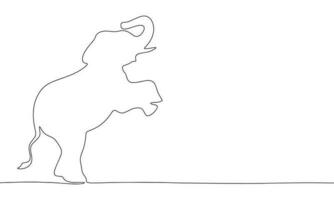 ett kontinuerlig linje teckning av elefant. tunn lockar och romantisk symboler i enkel linjär stil. minimalistisk klotter vektor illustration