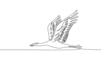 kontinuerlig linje teckning av stork fågel. vektor illustration som linje konst översikt tapet för minimal affisch, mall, baner