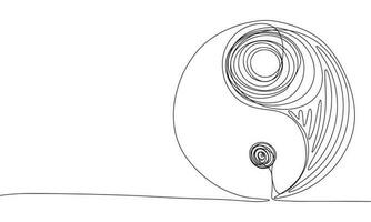 yin och yang skiss. ett linje kontinuerlig hand teckning. översikt, linje konst vektor illustration.