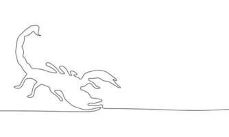 einer kontinuierlich Linie Zeichnung von Skorpion. dünn Locken und romantisch Symbole im einfach linear Stil. minimalistisch Gekritzel Vektor Illustration