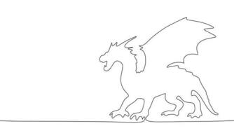 drake isolerat på vit bakgrund. ett linje kontinuerlig drake symbol av 2024 vektor illustration. översikt, linje konst silhuett