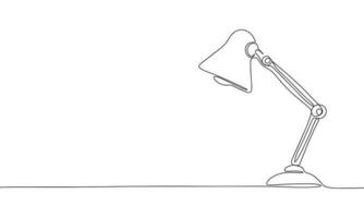 tabell lampa isolerat på vit bakgrund. ett linje kontinuerlig interiör lampa vektor illustration. översikt, linje konst silhuett