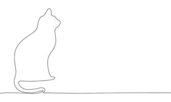 katt är Sammanträde silhuett. kontinuerlig ett linje teckning. vektor illustration minimalistisk design