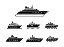 Yacht, ikon uppsättning. yachter motor båtar, linjär ikoner. båt ikon vektor illustration.