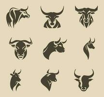 Eleganz Zeichnung Kunst Stier, Kuh, angus, Büffel, das Vieh Kopf Logo. Prämie Logo. vektor