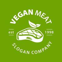 Vegetarier Fleisch Prämie Logo. Pflanze basierend Fleisch Logo. vektor