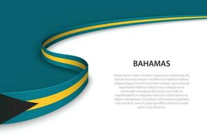 Welle Flagge von Bahamas mit Copyspace Hintergrund. vektor