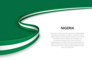 Welle Flagge von Nigeria mit Copyspace Hintergrund. vektor