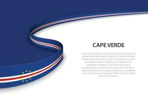 Welle Flagge von Kap verde mit Copyspace Hintergrund. vektor