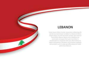 Vinka flagga av libanon med copy bakgrund vektor