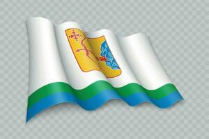 3d realistisch winken Flagge von Kirov Oblast ist ein Region von Russland vektor