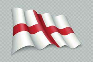 3d realistisk vinka flagga av England är en område av förenad rike vektor