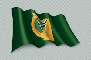 3d realistisch winken Flagge von leinster ist ein Region von Irland vektor