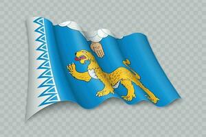 3d realistisk vinka flagga av pskov oblast är en område av ryssland vektor