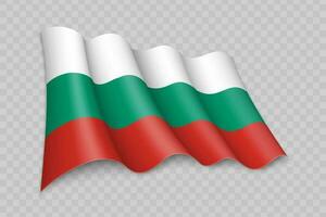 3d realistisk vinka flagga av bulgarien vektor