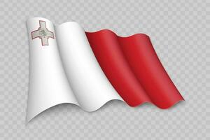 3d realistisch winken Flagge von Malta vektor