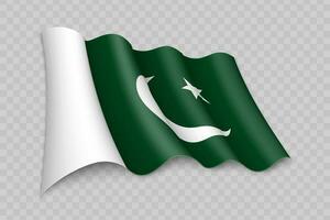3d realistisch winken Flagge von Pakistan vektor