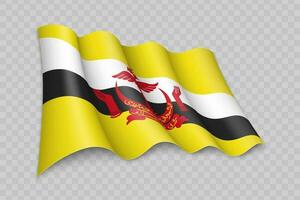 3d realistisch winken Flagge von brunei vektor