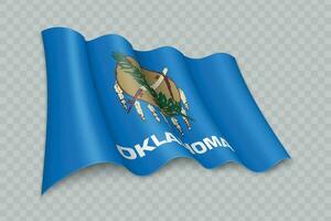 3d realistisk vinka flagga av Oklahoma är en stat av förenad stater vektor