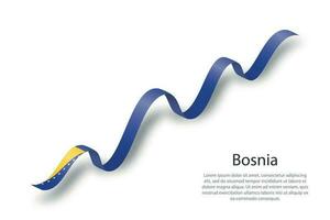 schwenkendes band oder banner mit flagge von bosnien vektor