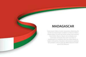 Welle Flagge von Madagaskar mit Copyspace Hintergrund. vektor