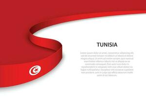 Vinka flagga av tunisien med copy bakgrund. vektor