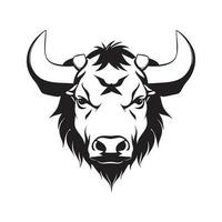 Stier Kopf schwarz und Weiß Vektor Symbol.