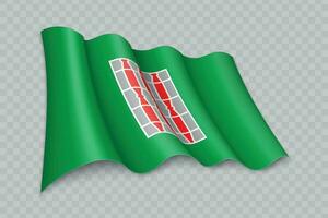 3d realistisk vinka flagga av umbrien är en område av Italien vektor
