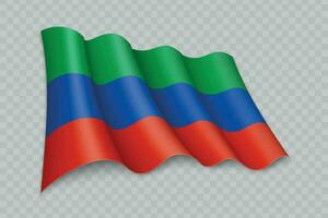 3d realistisch winken Flagge von Dagestan ist ein Region von Russland vektor