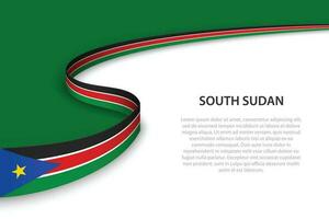 Welle Flagge von Süd Sudan mit Copyspace Hintergrund. vektor