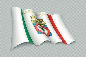 3d realistisk vinka flagga av apulia är en område av Italien vektor